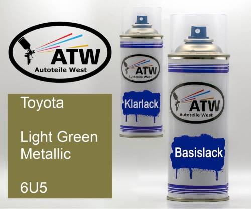 Toyota, Light Green Metallic, 6U5: 400ml Sprühdose + 400ml Klarlack - Set, von ATW Autoteile West.